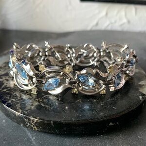 Trifari Elegant Vintage Blue Topaz Marquise Bracelet